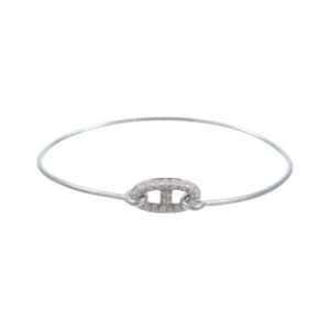 HERMES 18K白金Ronde Chaine d'Ancre Bracelet銀扣鑽石手鐲